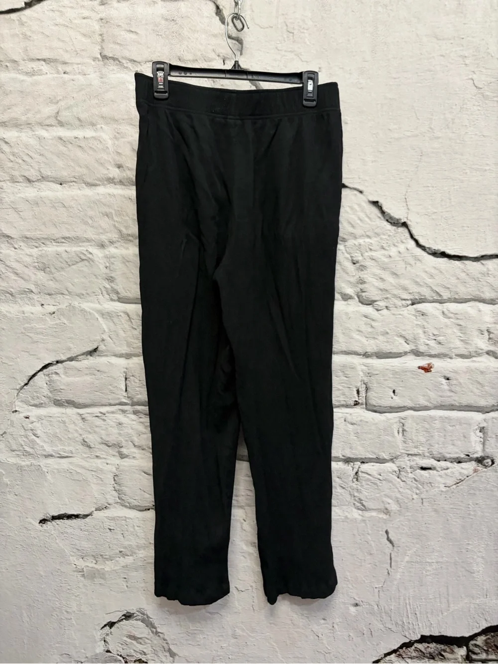 GAP Minimalist Wide Leg Trousers Black Crinkle Gauze Style Pull On Relaxed Fit